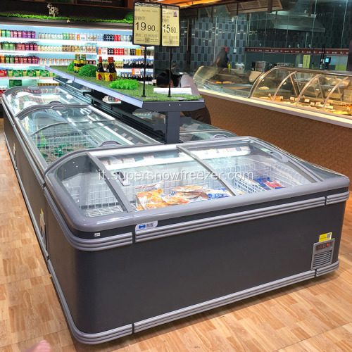 Freezer per il viso in vetro curvo senza gelo del supermercato